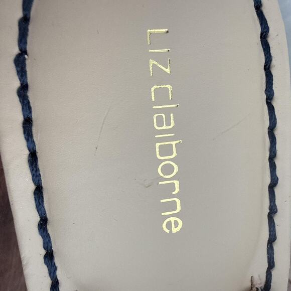 Liz Claiborne Sandals Womens Size 8 Blue Denim Lively Cork Wedge Thong Platform - Picture 9 of 9